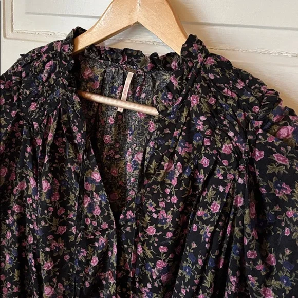 FREE PEOPLE MEANT TO BE FLORAL COTTON BLOUSE - Picture 4 of 12